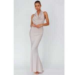 Selfie Leslie US XS Soleil Moon Halterneck Maxi Dress Sparkle Blush Formal Prom